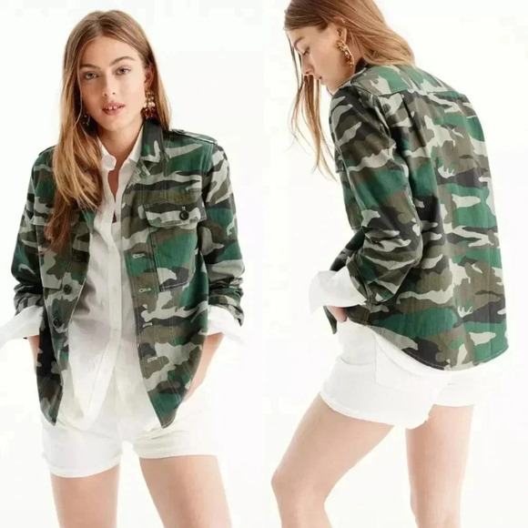 J. Crew Jackets & Blazers - J. Crew Camo Shacket Shirt Jacket Utility Style Women's Size XS